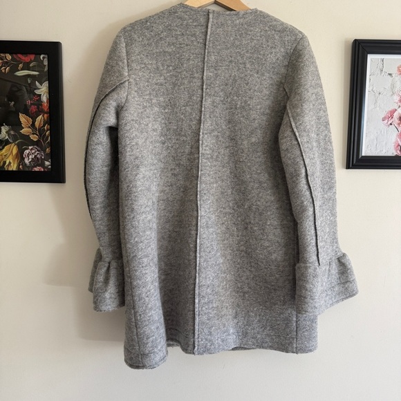 Bee & U Light Grey Italian Wool Button Mid Length Women's Jacket SZ Med - Picture 9 of 14